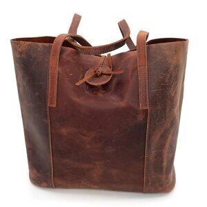 Jack & Chris Premium Vintage Rustic Leather Tote Bag Large Shoulder Purse